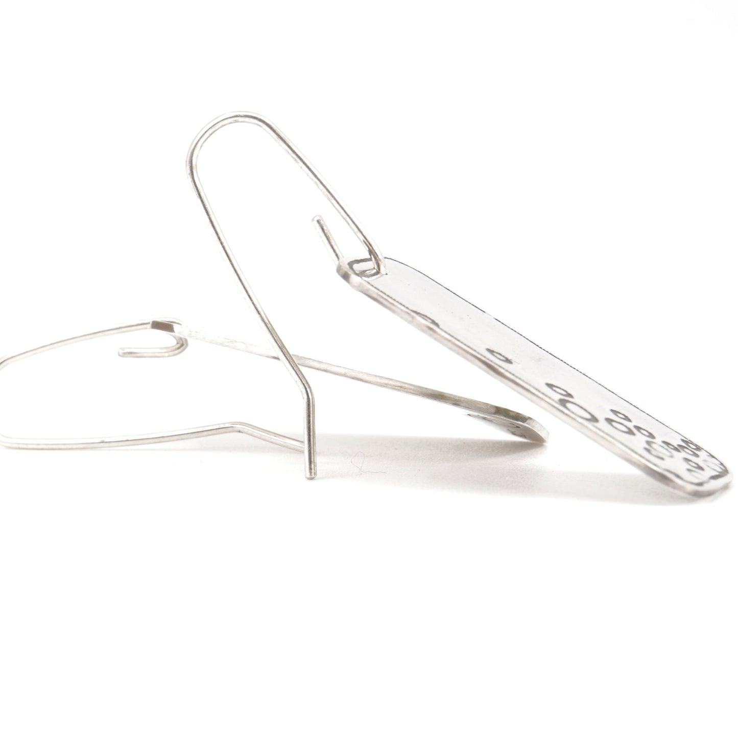 Growling Grass Frog Pattern Etched Rectangular Sterling Silver Drop Earrings